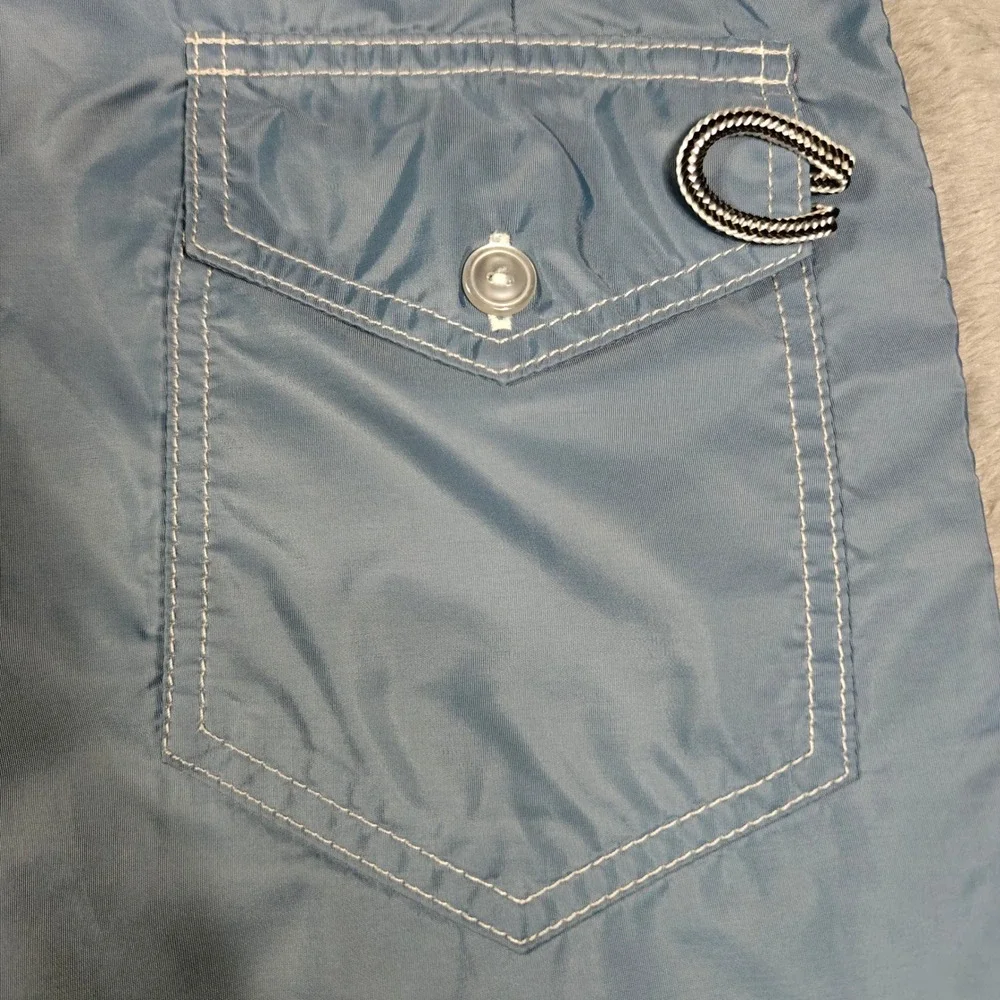 Vintage 90s USA Birdwell Beach Britches Board Shorts Mens 34 Fits 36 Blue Nylon